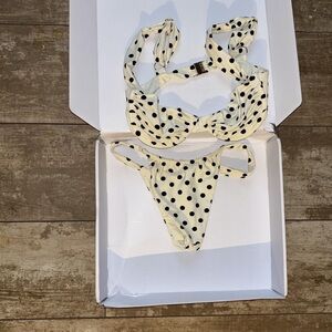barely used cute vacay swimPolka Dot Cream Bikini Set - Stylish Women’s Swimwear